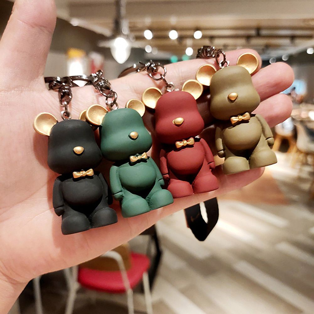 Móc chìa khóa bằng nhựa resin hình gấu hoạt họa đáng yêu nhiều màu sắc cho nữ