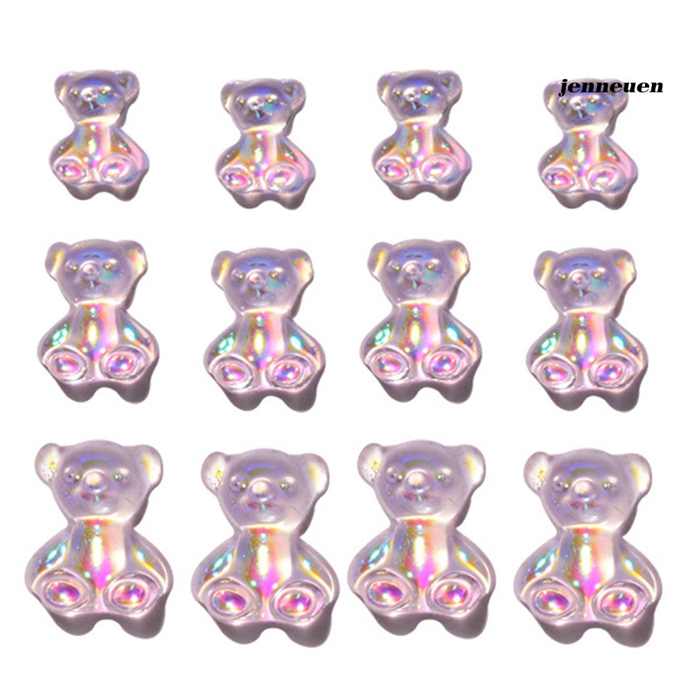 Set 12 Phụ Kiện Đính Móng Tay Hình Gấu 3D Dễ Thương