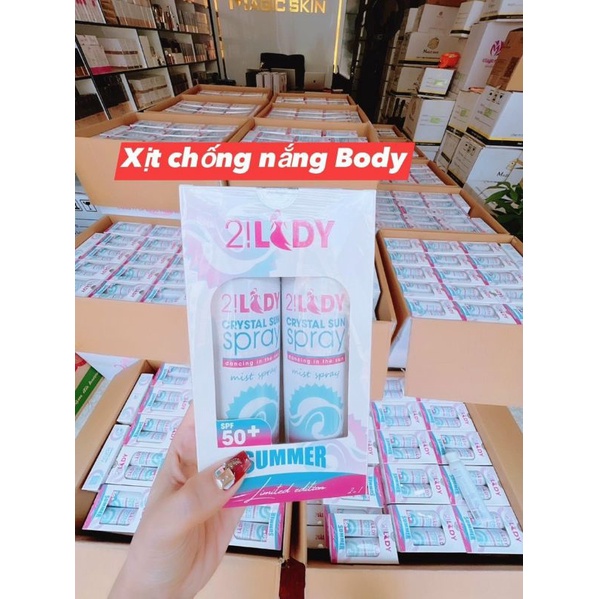 COMBO 2 LỌ XỊT CHỐNG NẮNG 2LADY Crystal Sun Spray 3in1 👍 Chống nắng, dưỡng trắng, giữ ẩm ✔ CHÍNH HÃNG
