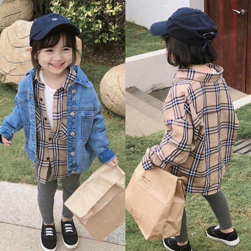 Áo sơ mi caro tay dài cho bé gái