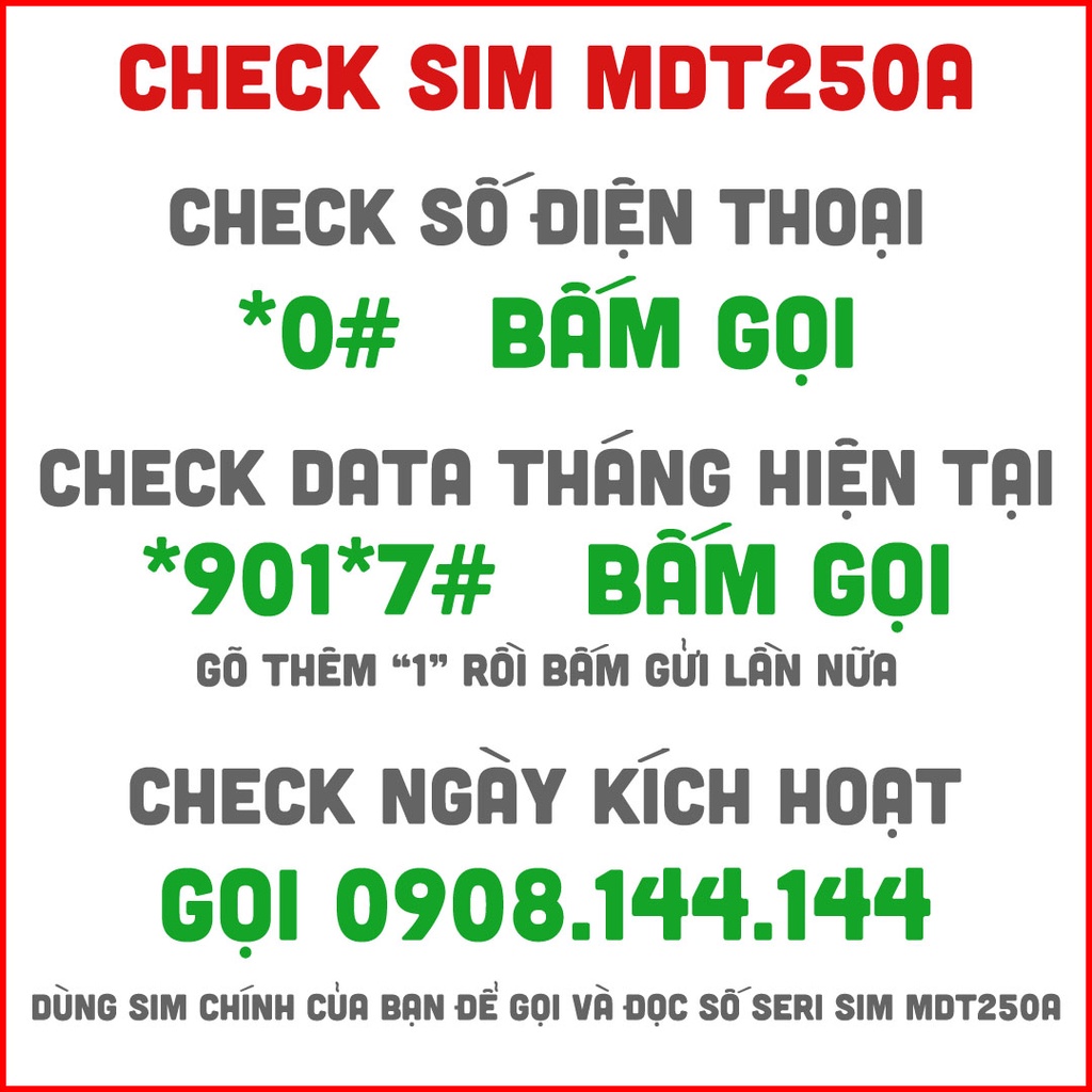 SIM 4G Mobifone MDT250A - MDT135A tặng 48GB tốc độ cao trọn gói 1 năm không nạp tiền