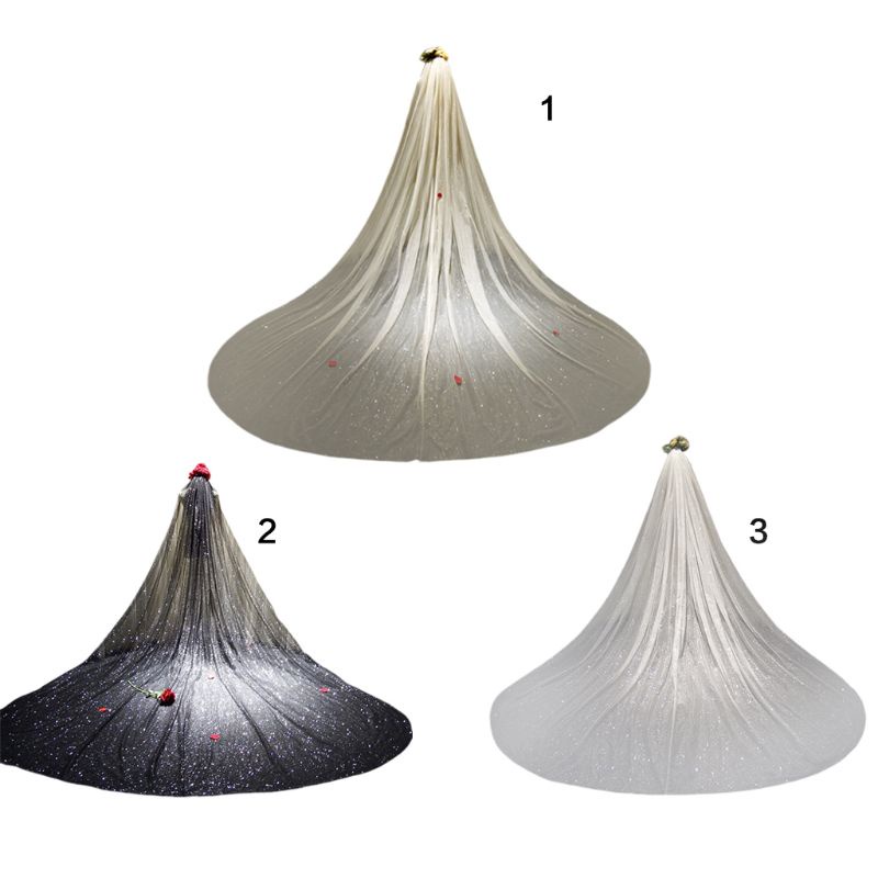 Khăn Lưới Che Mặt Siêu Dài Lấp Lánh Sang Trọng Cho Nữ