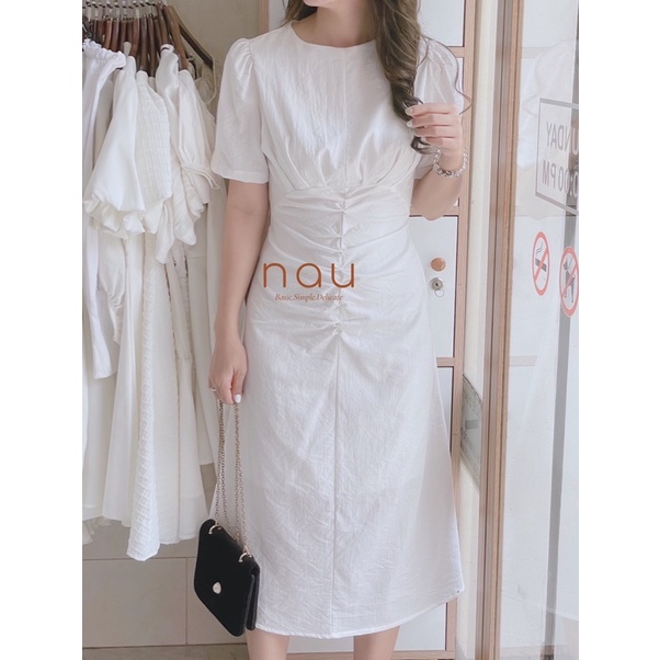 Đầm dáng dài nhíu eo tôn dáng