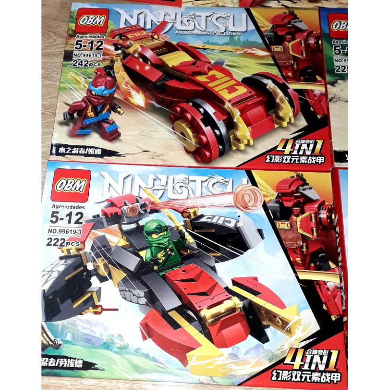 Lắp ráp 1 hộp LegoNinja 99619 kích thước 40 cm x 30 cm có trên 220 chi tiết bằng nhựa