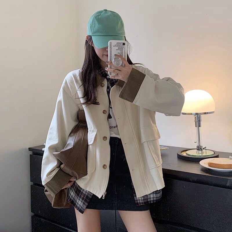 Áo khoác ngoài cổ sơ mi phong cách Vintage