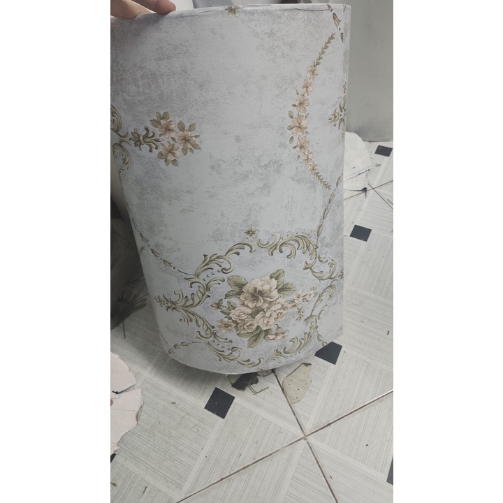Decal giấy dán tường CHÙM HOA CHÂU ÂU XÁM khổ 45cm keo sẵn