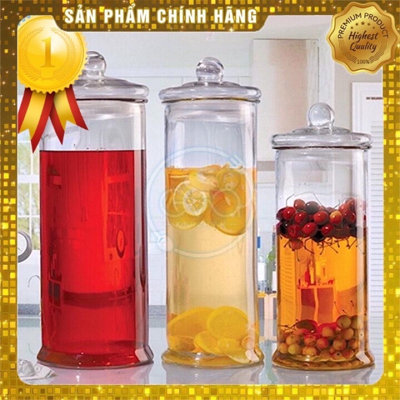 bình trụ trơn có nắp loại dầy ngâm trái cây 5L,8L,10,12,15,19l