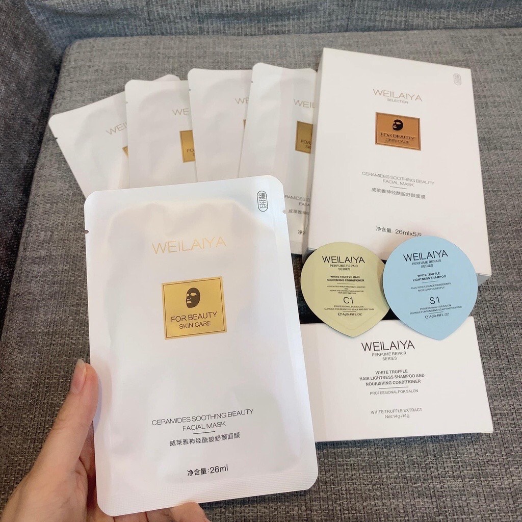 MẶT NẠ WEILEIYA NANO DƯỠNG ẨM, DƯỠNG TRẮNG CHUYÊN SÂU TẶNG CẶP DẦU GỘI NẤM MINI