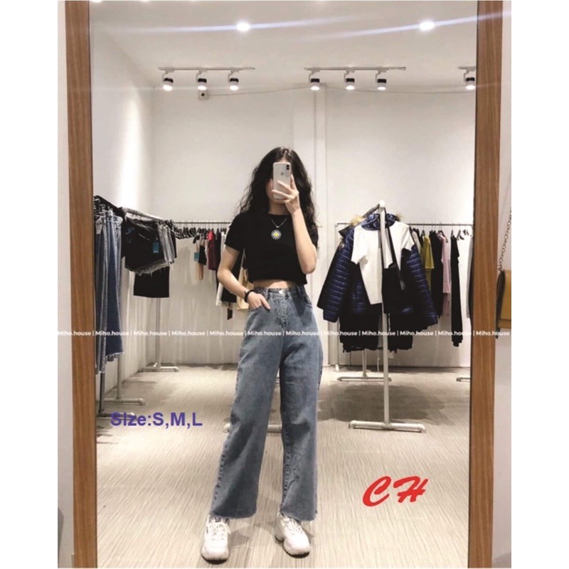 Sét áo body hoa cúc+quần bo rộng khói may gấu CH12