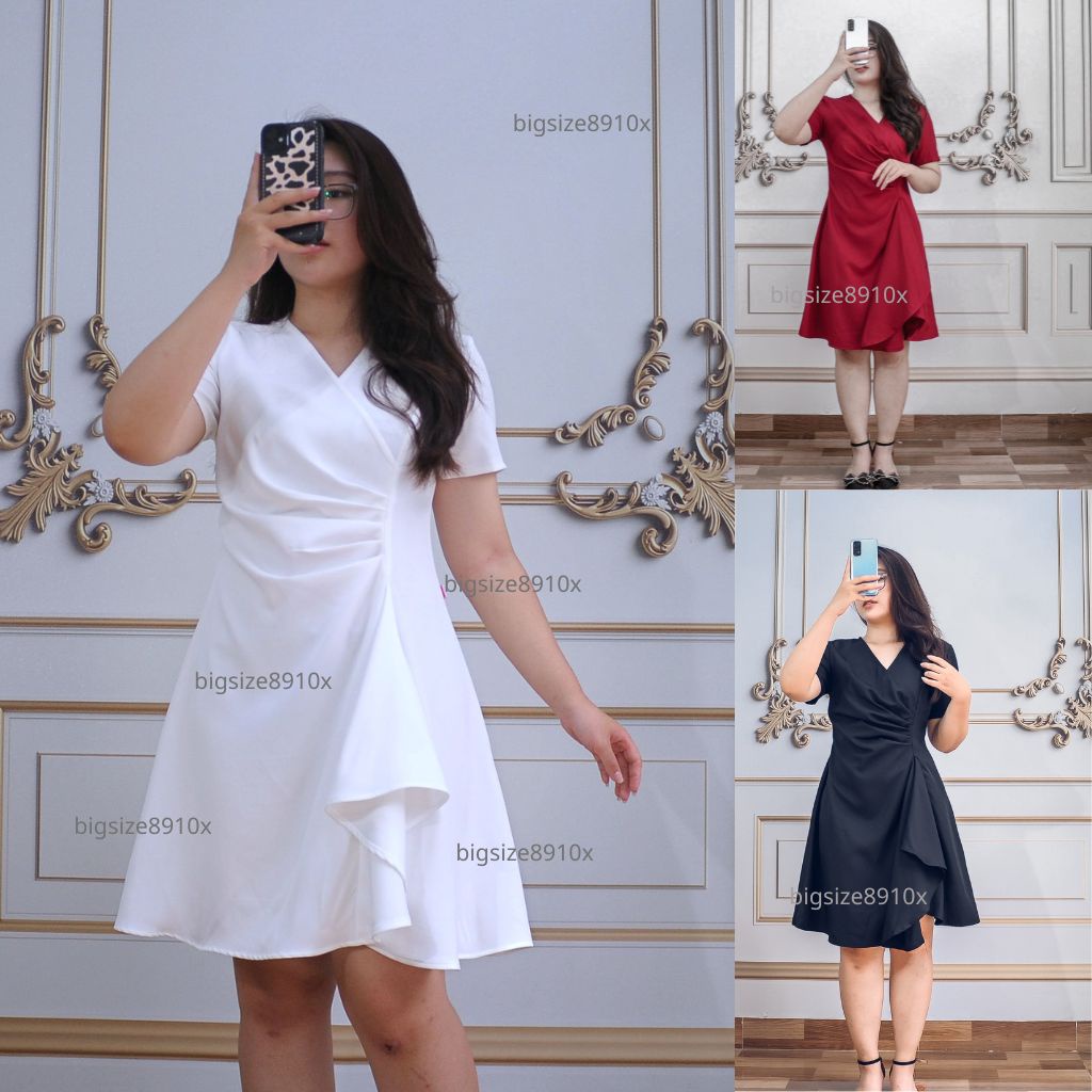 Đầm bigsize nữ, váy bigsize nữ nhúm eo đi tiệc, đi đám cưới cho người mập, béo Bigsize Moohan