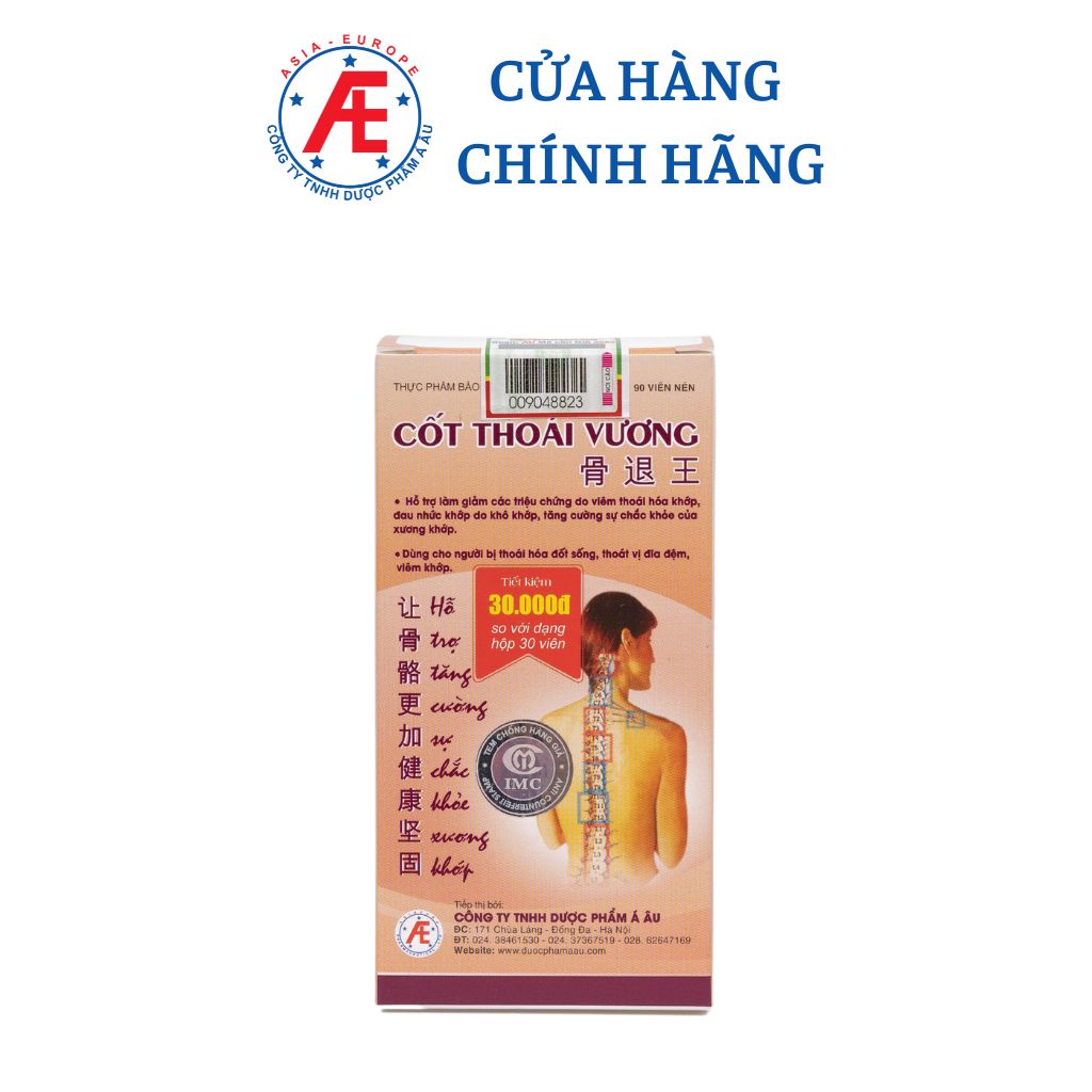 Cốt Thoái Vương giúp giảm thoái hóa, đau vai gáy từ thảo dược Hộp 90 viên và 180 viên từ DƯỢC PHẨM Á ÂU