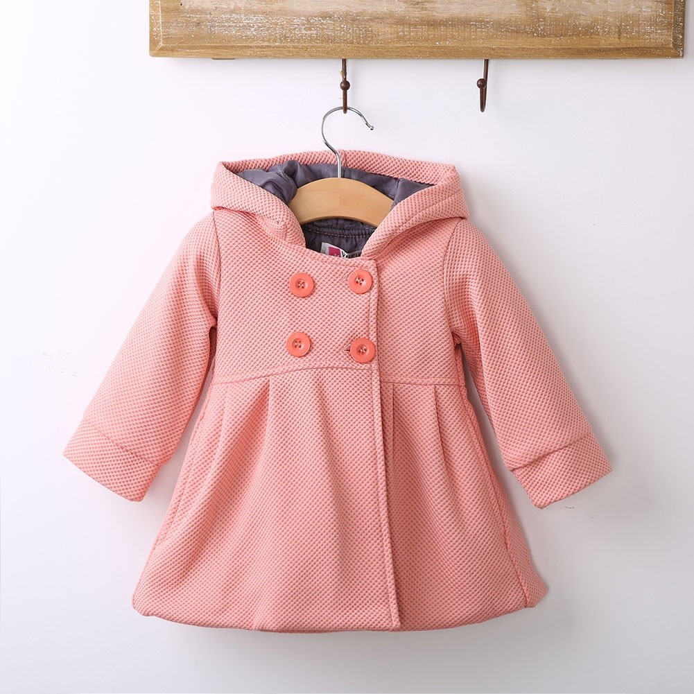ღ♛ღNew Baby Toddler Girl Autumn Winter Horn Button Hooded Pea Coat Outerwear Jacket