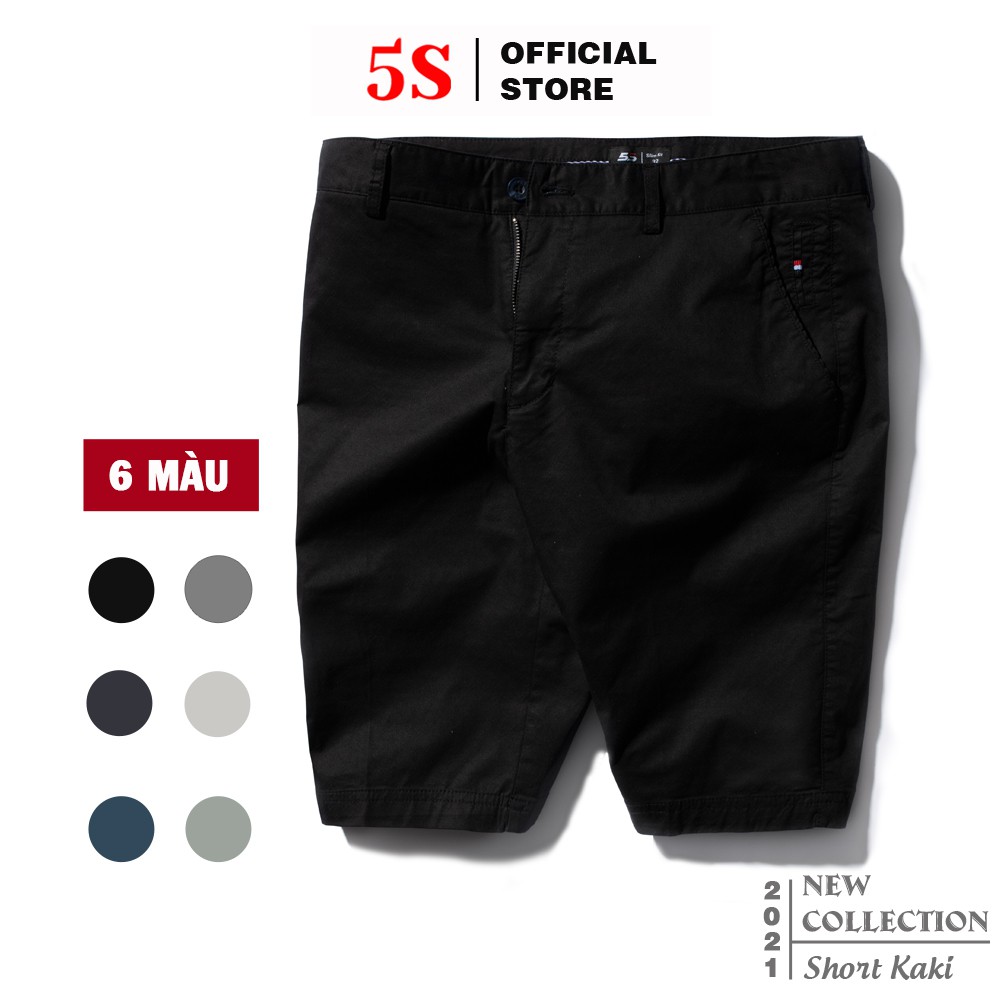 Quần Short Nam 5S (6 màu), Chất Kaki Cotton Co Giãn, Thấm Hút Tốt, Hạn Chế Nhăn (QSK21002-01)