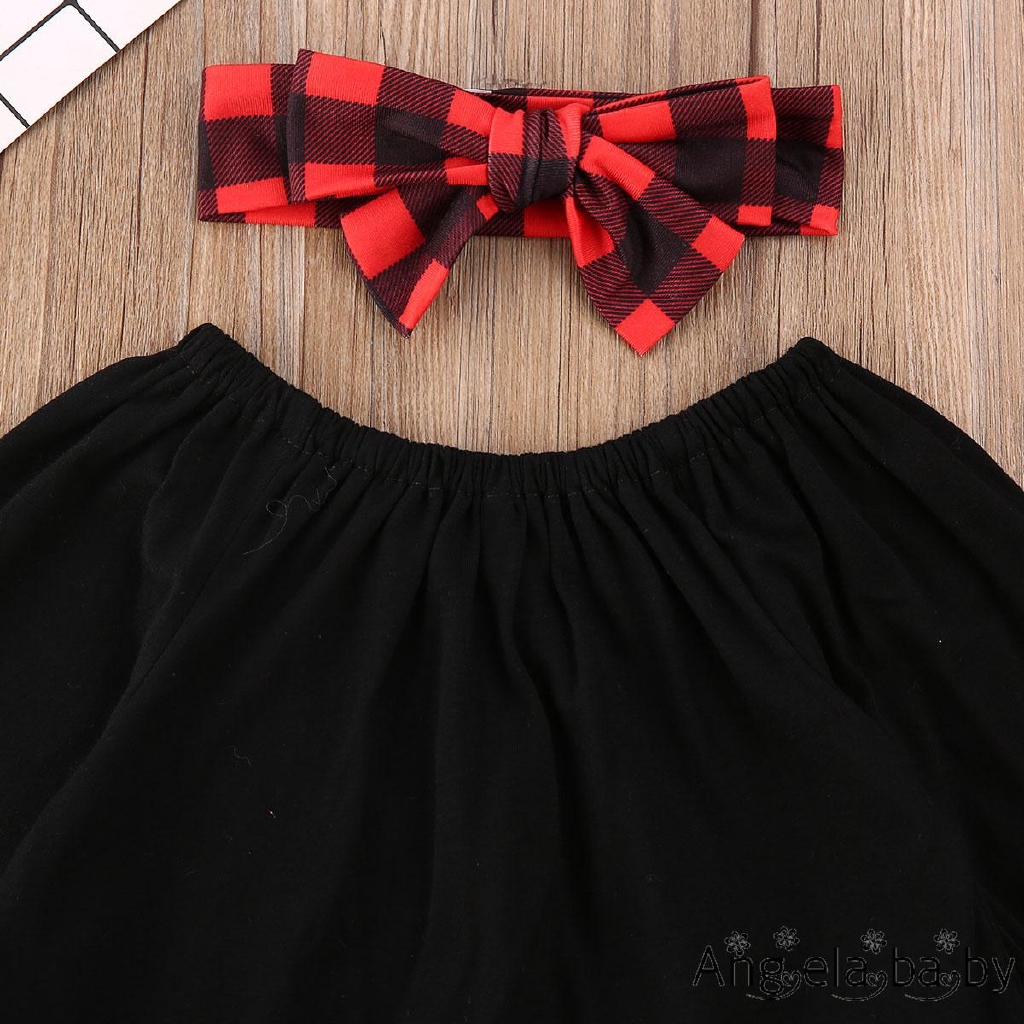 Bộ áo dài tay + quần in caro thời trang giáng sinh cho bé trai và gái