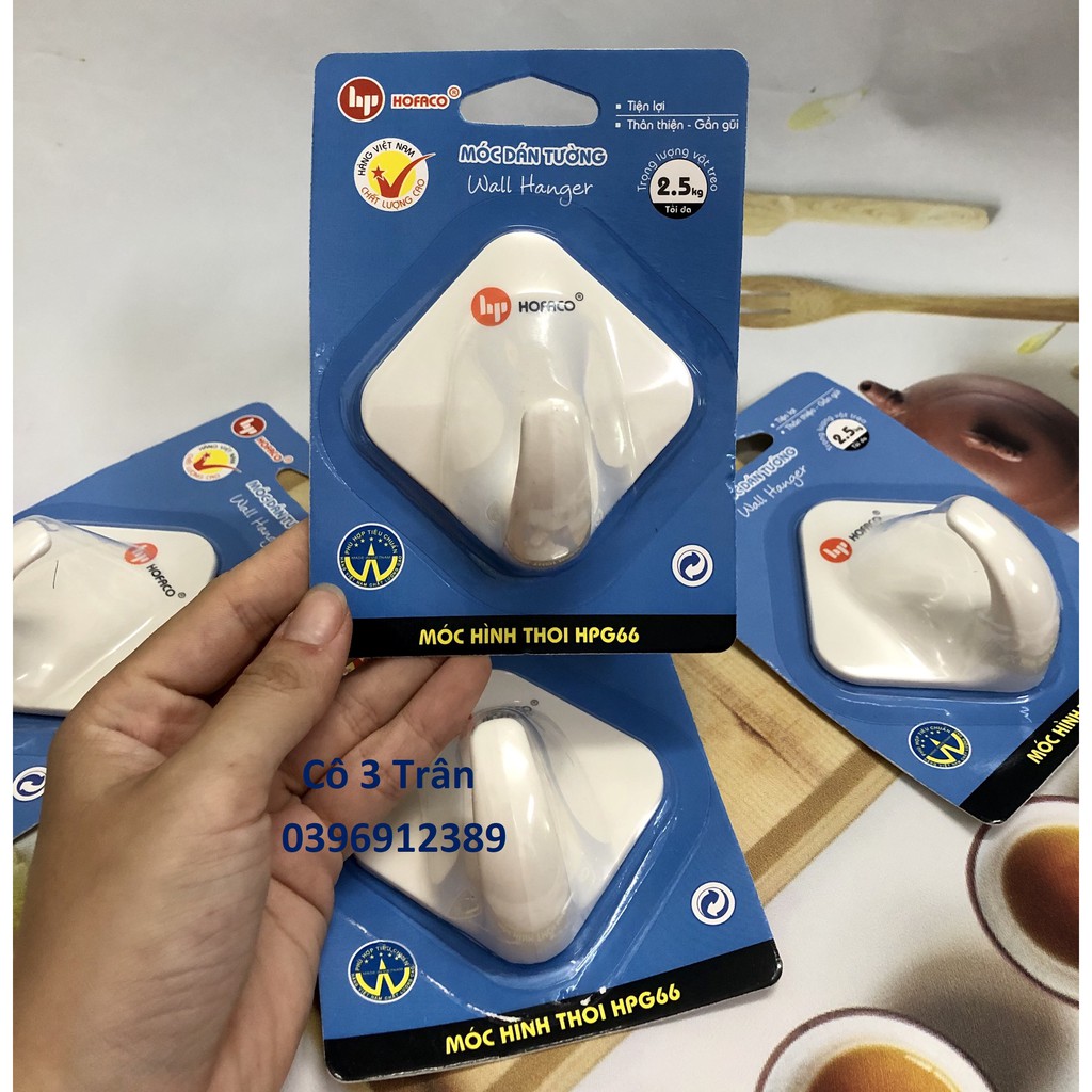 Móc hình thoi HPG66 Hồng Phát - Móc dán tường Hofaco tiện lợi