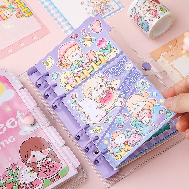 ⭐ iLado ⭐ binder A6 sổ tay tài khoản tay sáng tạo dễ thương vở kẻ ngang sổ ghi chép sổ ghi chú mini notebook sổ tay ghi chép vở lò xo kẻ ngang sổ lò xo kẻ ngang marker học văn phòng phẩm sổ ghi chú sticker tập vở