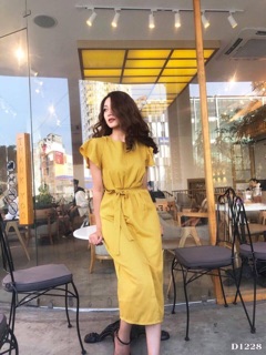 Đầm midi caro cánh tiên