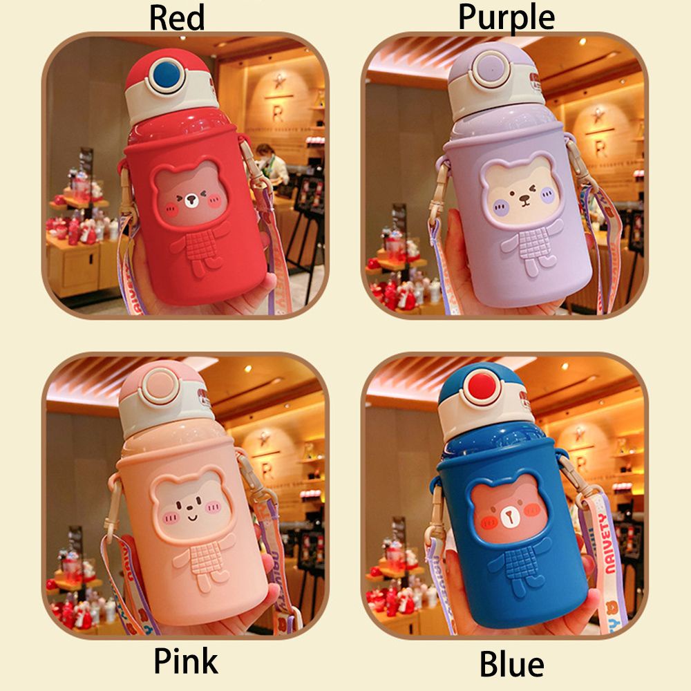 Bình Nước Giữ Nhiệt Bằng Thép Không Gỉ Kèm Ống Hút 450ml Nhiều Màu Sắc