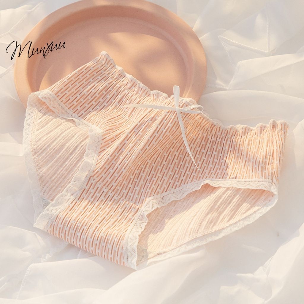 Quần lót Cotton nữ họa tiết dễ thương MUNXUU, chất vải gân tăm co dãn 4 chiều kháng khuẩn - QC104