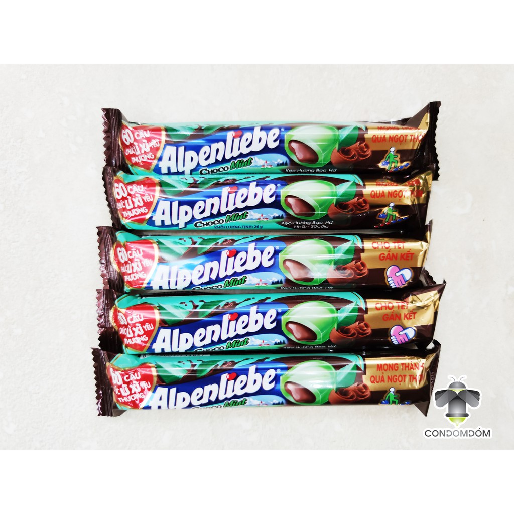 1 Thỏi kẹo Alpenliebe bạc hà nhân sô cô la Choco Mint - socola - chocolate siêu hot hit