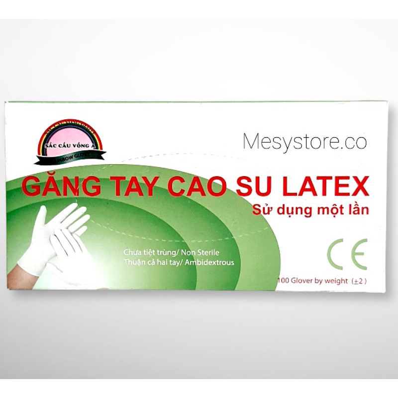 Găng Tay Cao Su Latex Sắc Cầu Vồng Sử Dụng 1 Lần Bao Tay Vệ Sinh