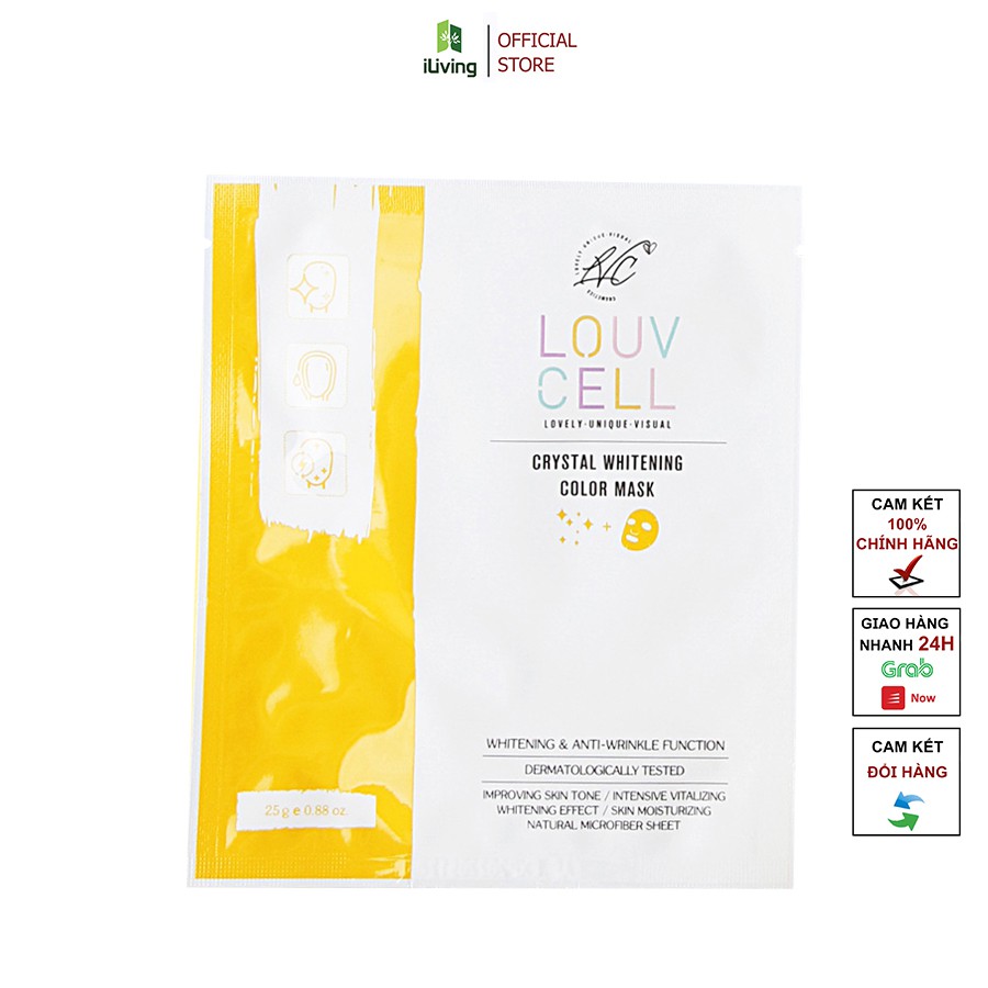 Mặt nạ dưỡng trắng da Hàn Quốc cao cấp Louv Cell Crystal Whitening Color Mask 25g (miếng)