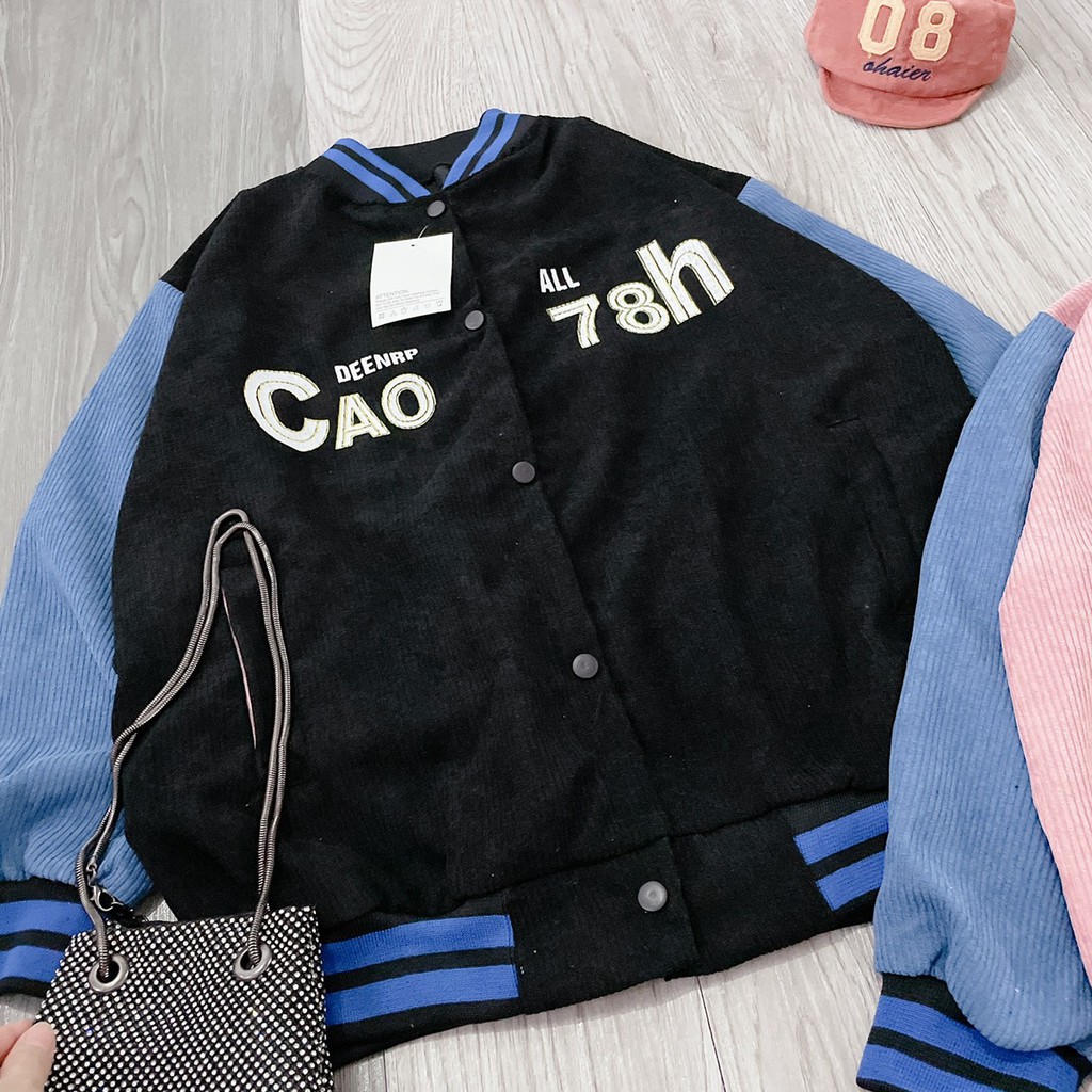 Áo BomBer/Áo Khoác Nhung Tăm CAO 78h Cúc Bấm Nam Nữ DH06