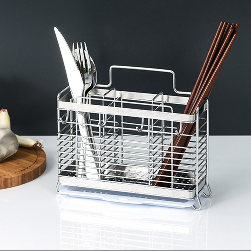 Giá Đỡ Muỗng Đũa Bằng Thép Không Gỉ Thiết Kế Thoát Nước Tiện Dụng Cho Nhà Bếp