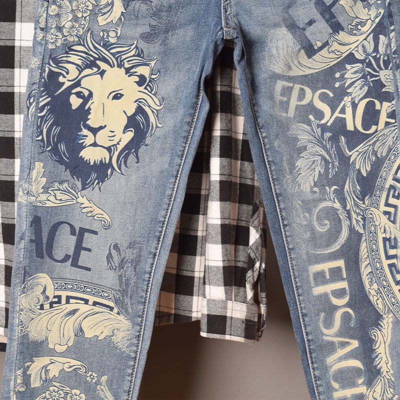 Quần Jean Dáng Ôm In Chữ Cá Tính Trẻ Trung Cho Nam