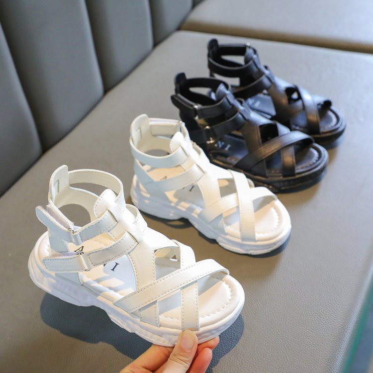 Giày sandal bằng da đế thấp thời trang hè cho bé gái 3-18 tuổi