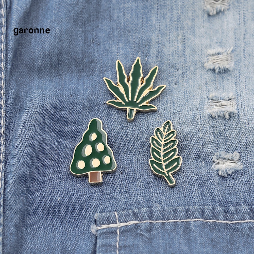 GA_Men Women Green Tree Leaf Enamel Brooch Pin Breastpin Scarf Hat Jewelry Gift