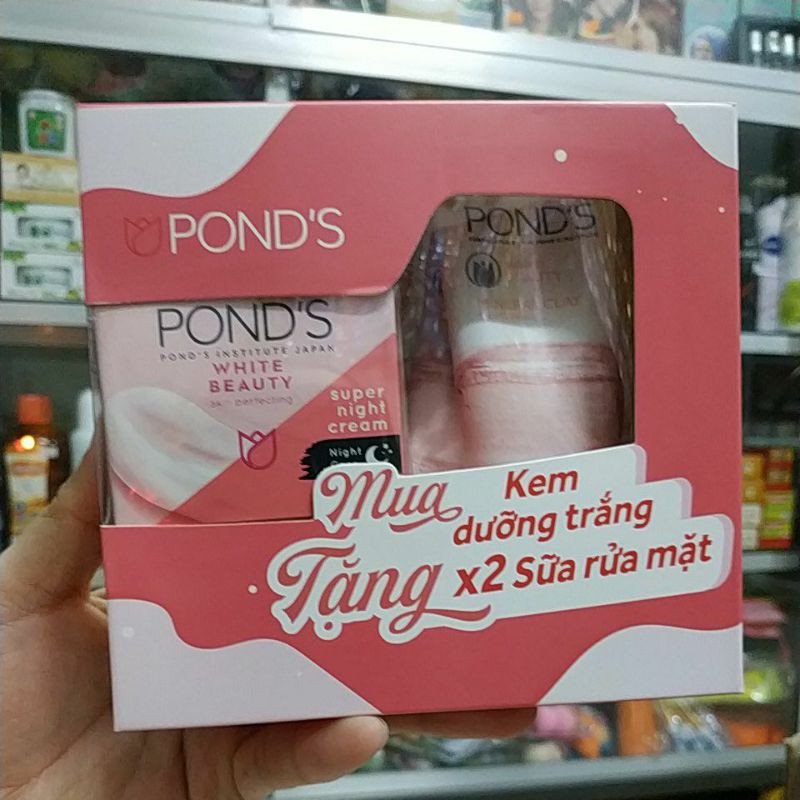 KEM MẶT POND'S ĐÊM 30GR TẶNG LUÔN 2 TÚYB SỮA RỬA MẶT