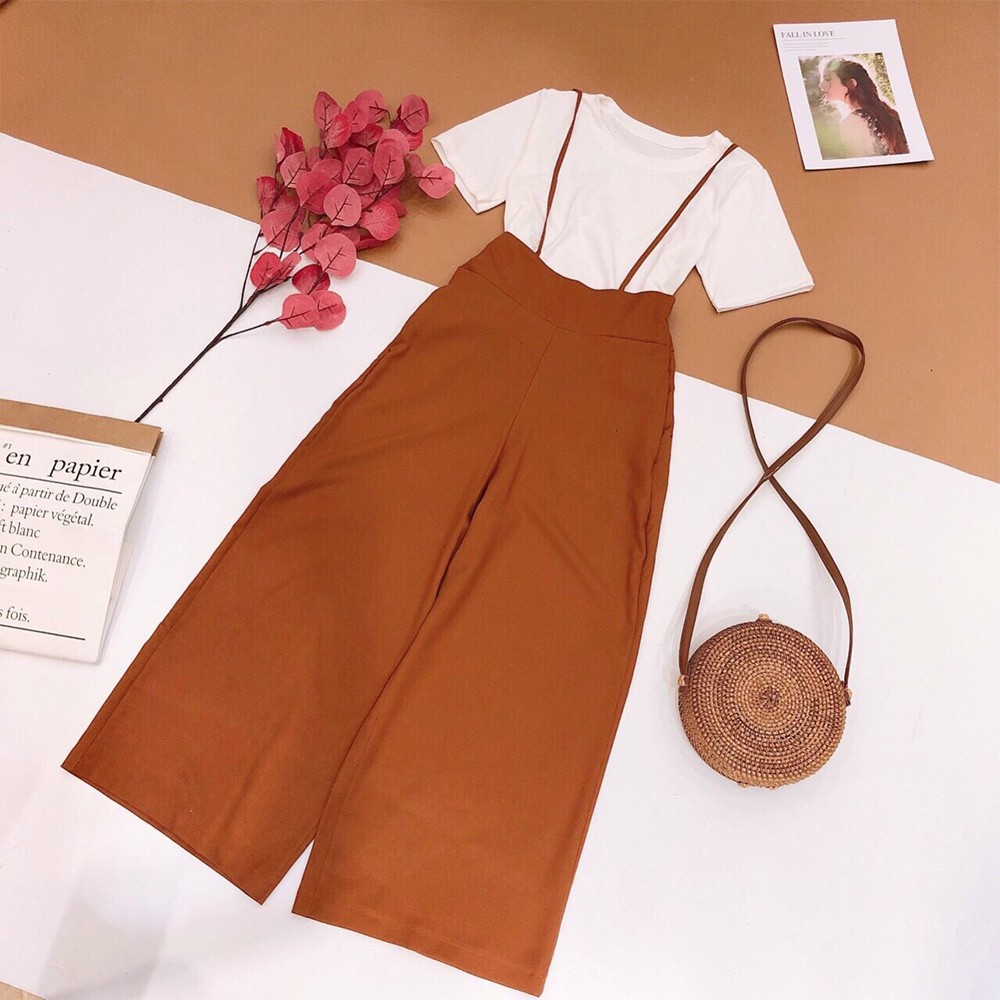 BONUCCI Set bộ quần ống rộng dài ( nâu, đen ) tôn dáng siêu xinh cho nàng thời trang nữ dạo phố dự tiệc