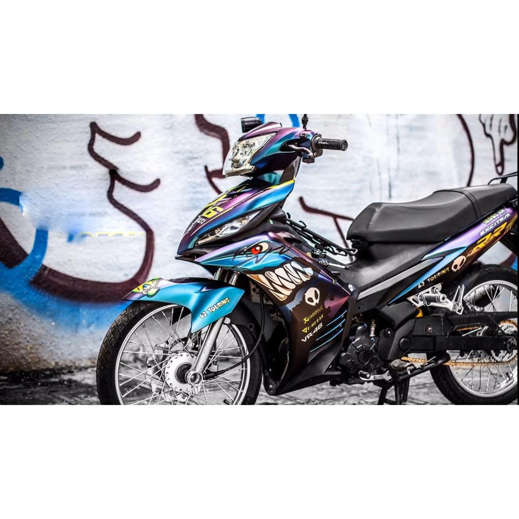 Tem trùm exciter 135 cá mập xanh tím shark, độ team decal xe ex dán đời 2011-2014