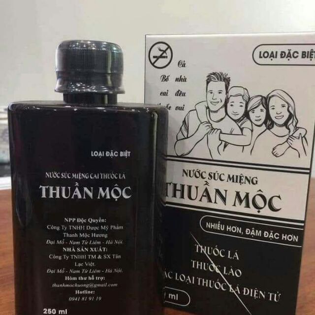 Nước súc miệng cai thuốc lá thuốc lào Thuần Mộc Thanh Mộc Hương