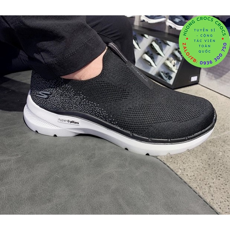GIÀY THỂ THAO SKECHERS GOWALK 6 CHO NAM MÀU ĐEN ĐẾ TRẮNG