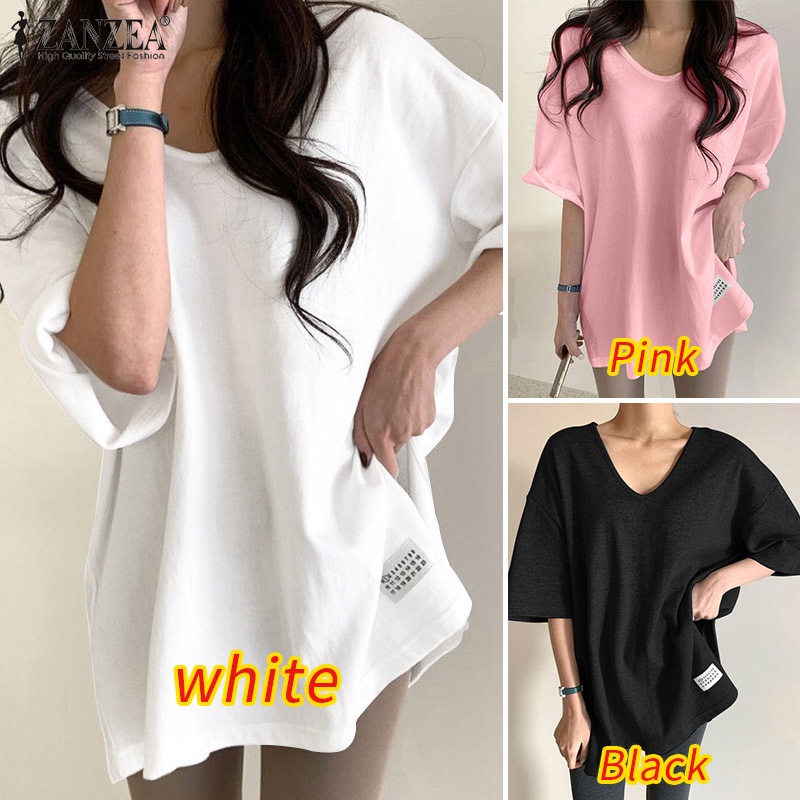 Áo thun Zanzea tay ngắn xẻ tà thời trang dành cho nữ