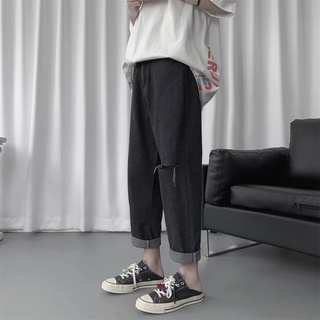 Quần jean nam ống rộng rách gối VN CLO - QJ047 đen