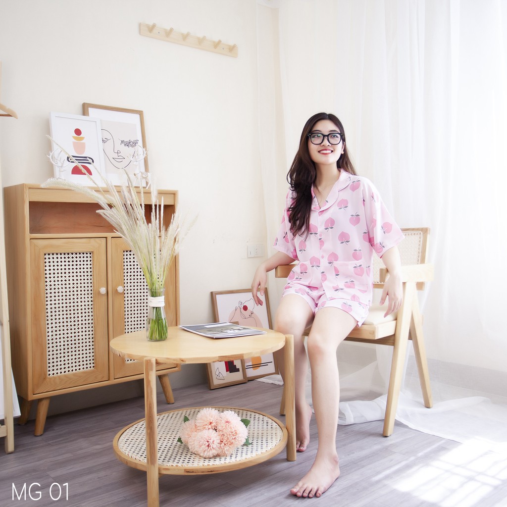 Pijama đồ ngủ quần áo mặc nhà cộc tay nữ mùa hè lụa mát cao cấp Lucy Store