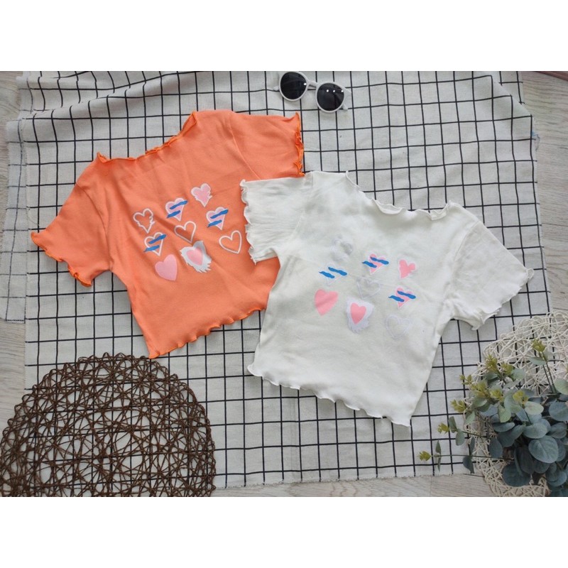 Áo thun crop in tim cute vô đối, hình thật ảnh sàn