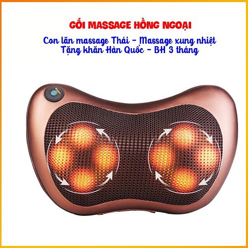 Gối massage hồng ngoại 8 𝑩𝑰 𝑪𝑶́ Đ𝑨̉𝑶 𝑪𝑯𝑰𝑬̂̀𝑼 giảm mệt mỏi đau nhức, chất liệu PU