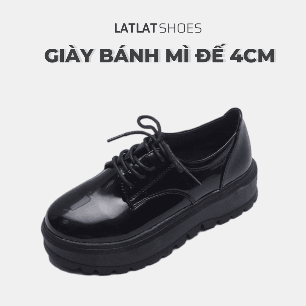 Giày Bánh Mì Nữ Da Bóng Thời Trang Đế Cao 5cm Phong Cách Trẻ Trung Vintage🍓🍓