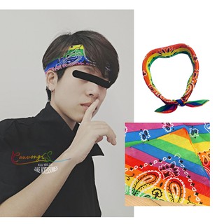 Khăn bandana màu cầu vồng đa năng vuông 50cm