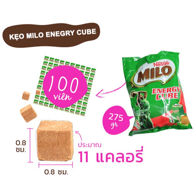 Kẹo Nestle Milo Cube Thái Lan gói 100 viên 275g