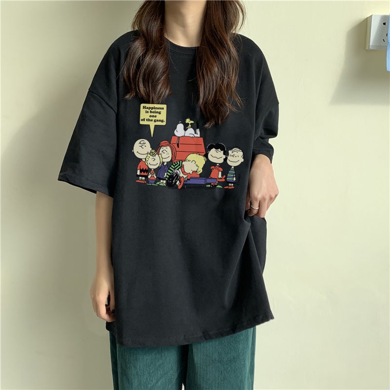 2021 spring and summer simple white short sleeve t-shirt female student loose and versatile boudoir clothes Harajuku cartoon top