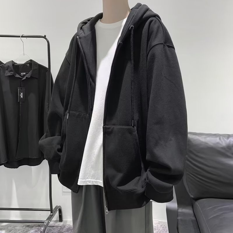 Áo Hoodie Màu Trơn Dáng Rộng Thời Trang Hàn Quốc Dành Cho Nam Nữ