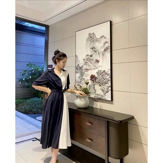 VÁY CỔ V PHỐI MÀU (Ảnh shop chụp)