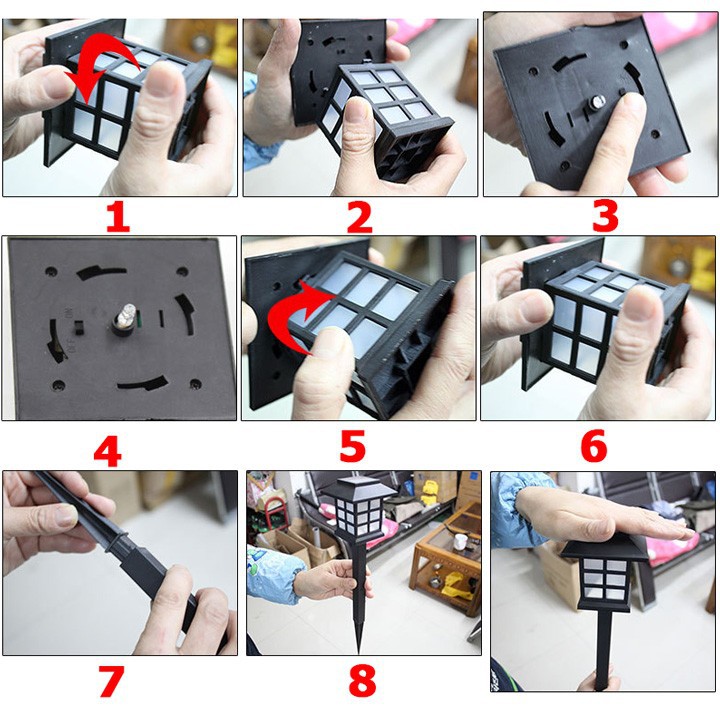 Đèn cắm sân vườn năng lượng mặt trời cắm đất ô vuông trang trí sân vườn nhà cửa