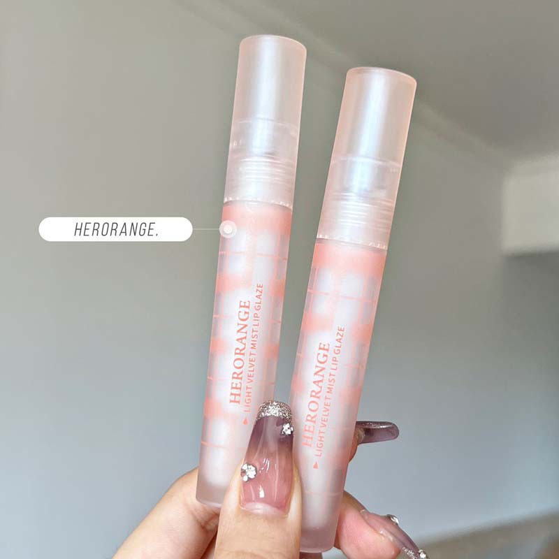 Son kem lì HERORANGE mịn mướt Light Velvet Mist Lip Glaze lâu trôi Light Silky Soft Velvet Lip Gloss HERO06 HERO32