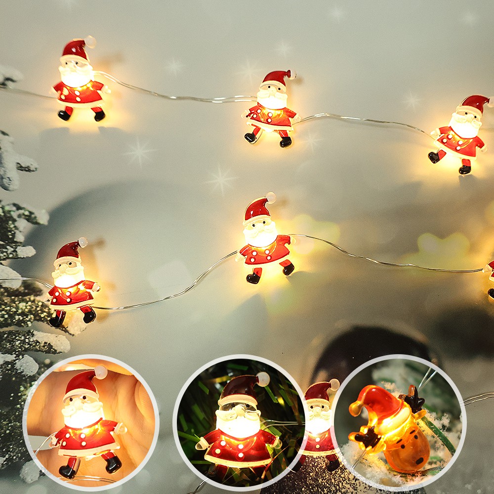 Dây đèn led 20 bóng hình ông già noel/người tuyết/cây thông trang trí giáng sinh